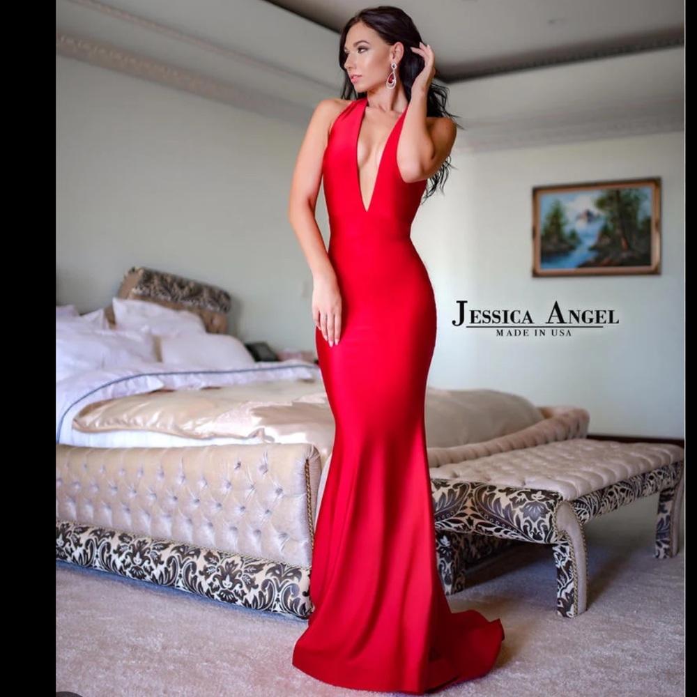 NWT Jessica Angel Red Maxi Satin Jersey Dress - perfect condition